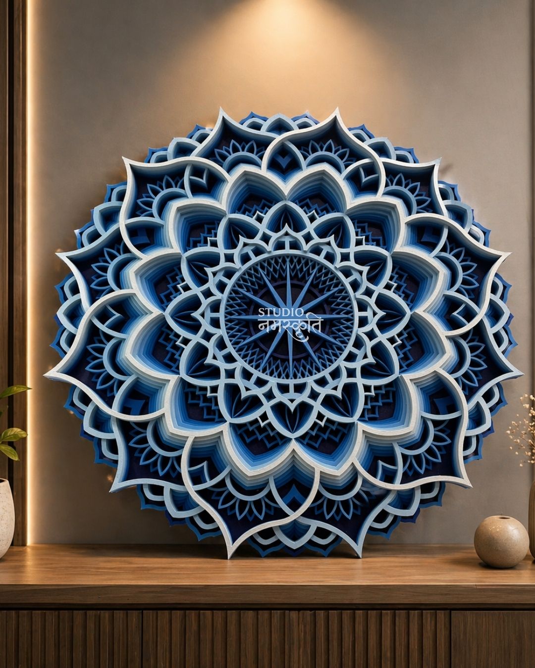 Layered Blue Mandala Wall Art