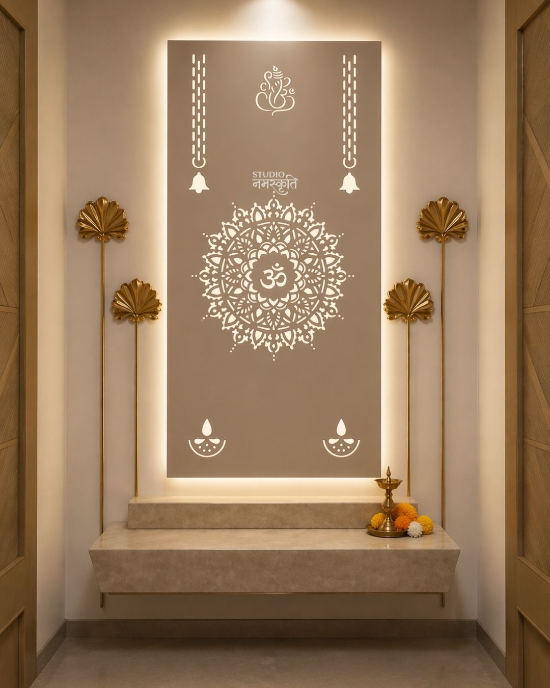 Backlit Om Mandala Mandir Panel
