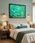 Birds in Flight Emerald Abstract Painting