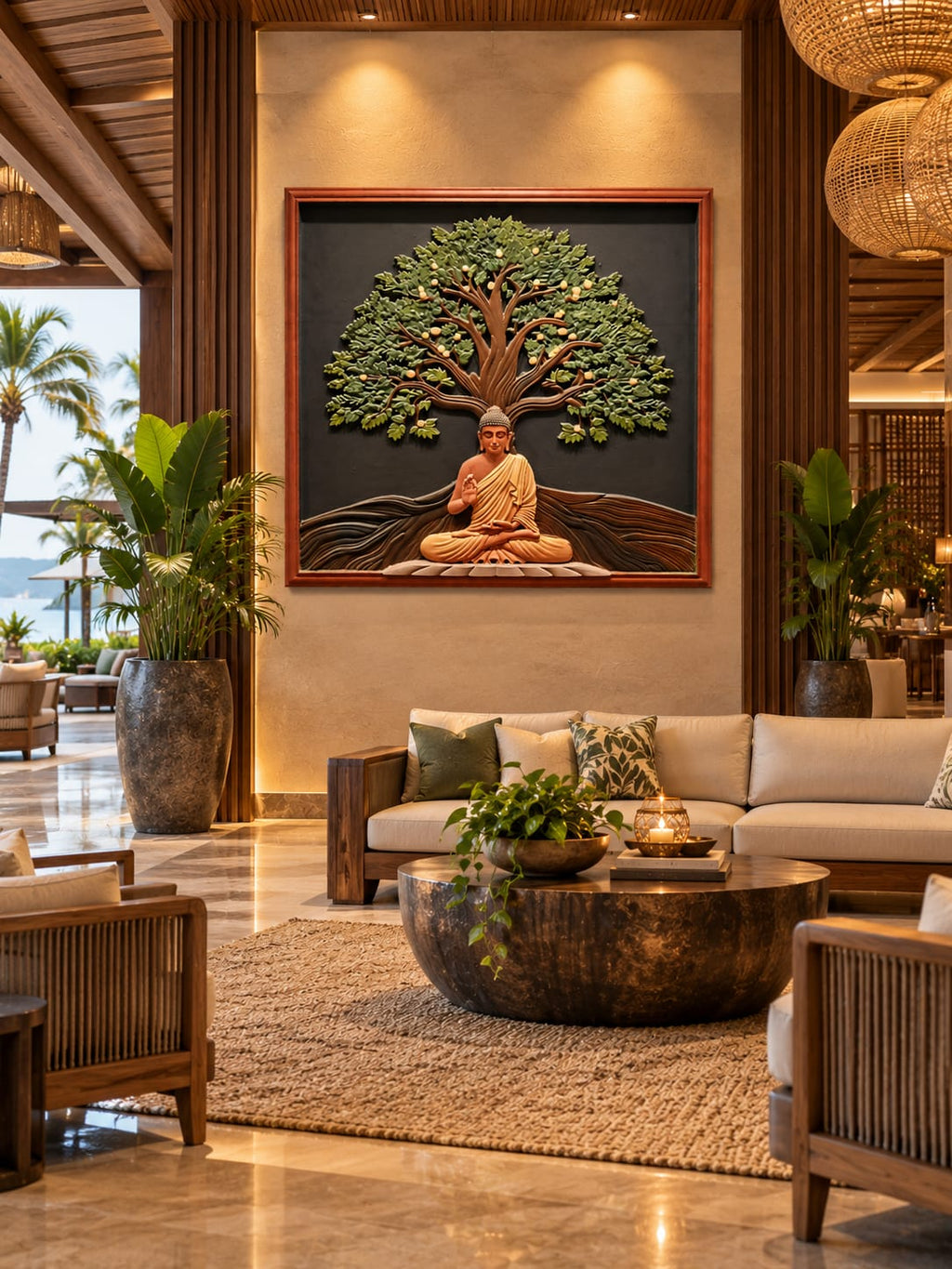 Buddha Under Bodhi Tree 3D Mural