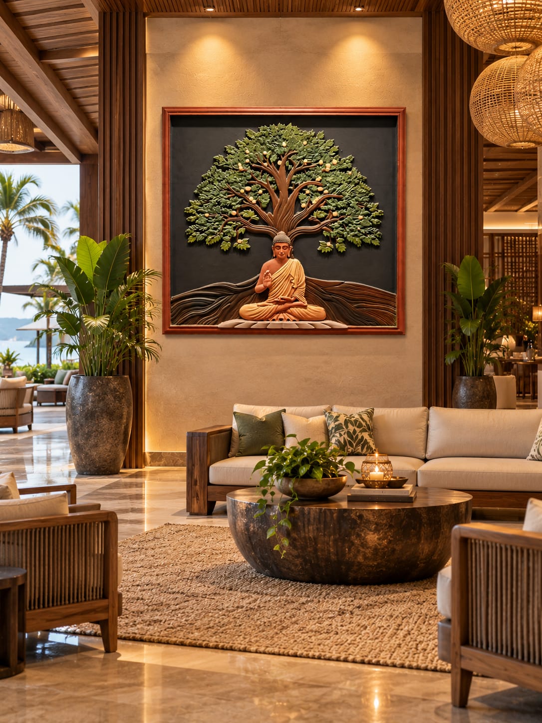Buddha Under Bodhi Tree 3D Mural