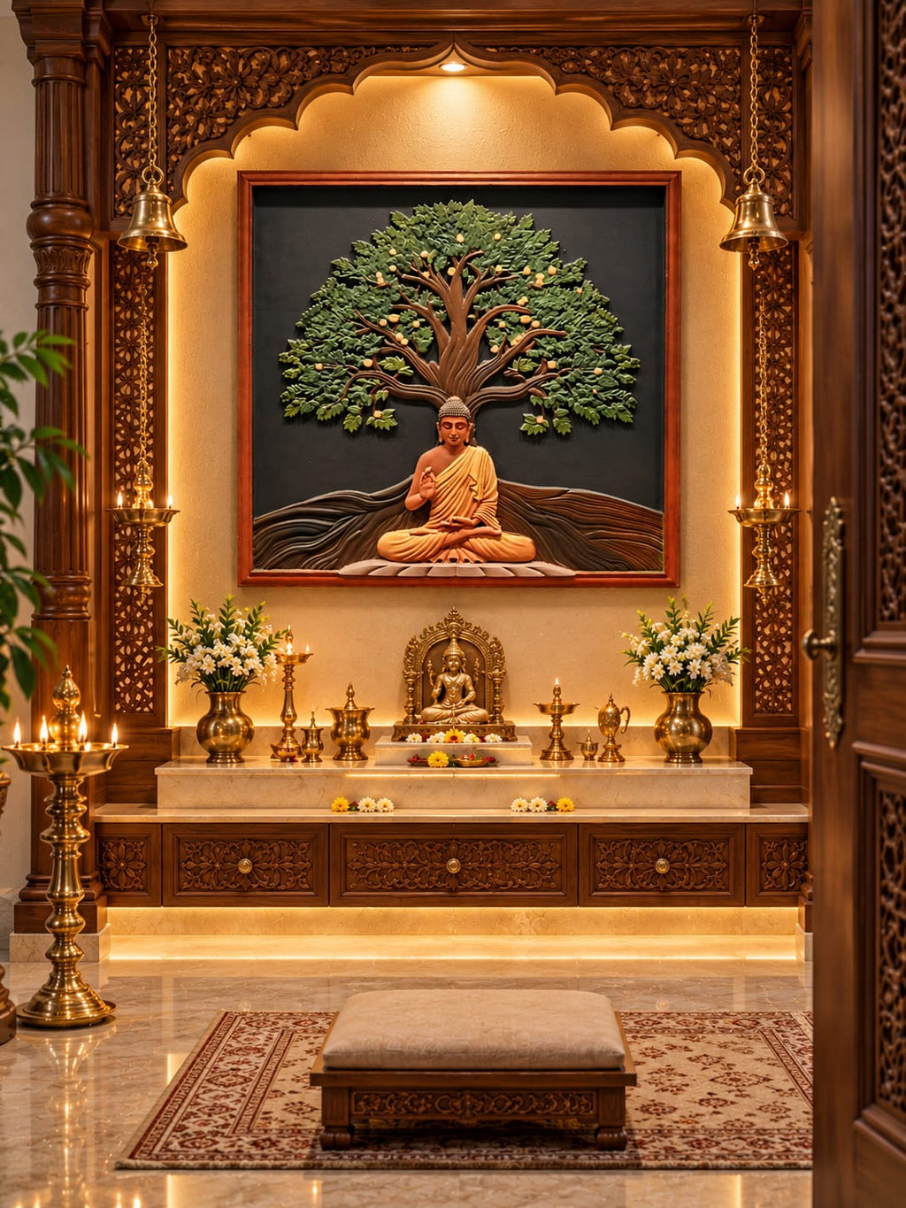 Buddha Under Bodhi Tree 3D Mural