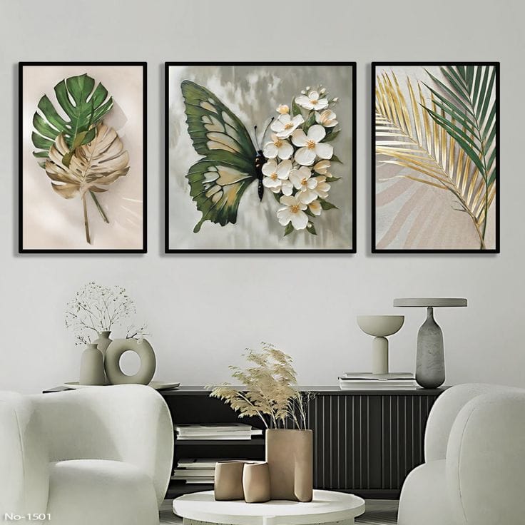 Tropical Butterfly Botanical Wall Art Set