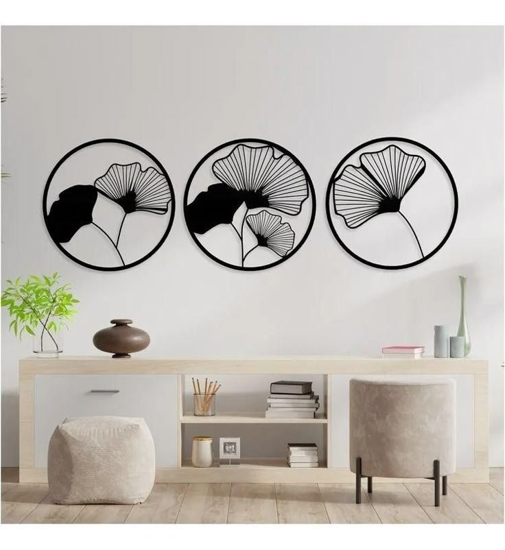 Modern Floral Metal Wall Art set