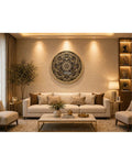 Golden Bloom Mandala Round Wall Art