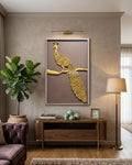 Golden Peacock 3D Relief Mural