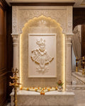 Krishna Marble White Relief Panel