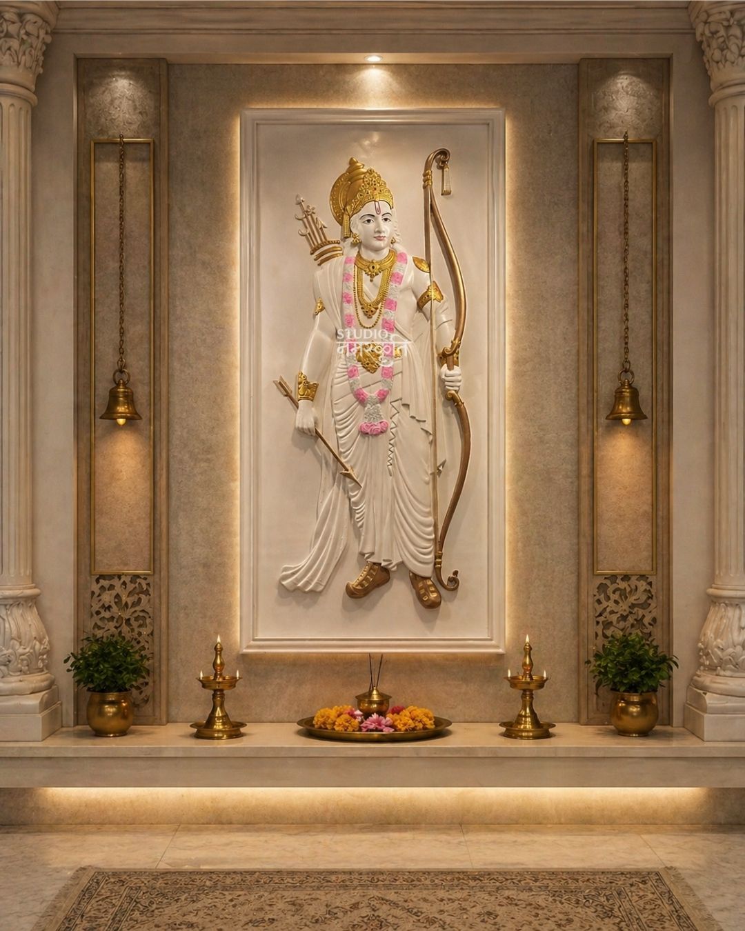 Lord Ram Marble Bow & Arrow Relief