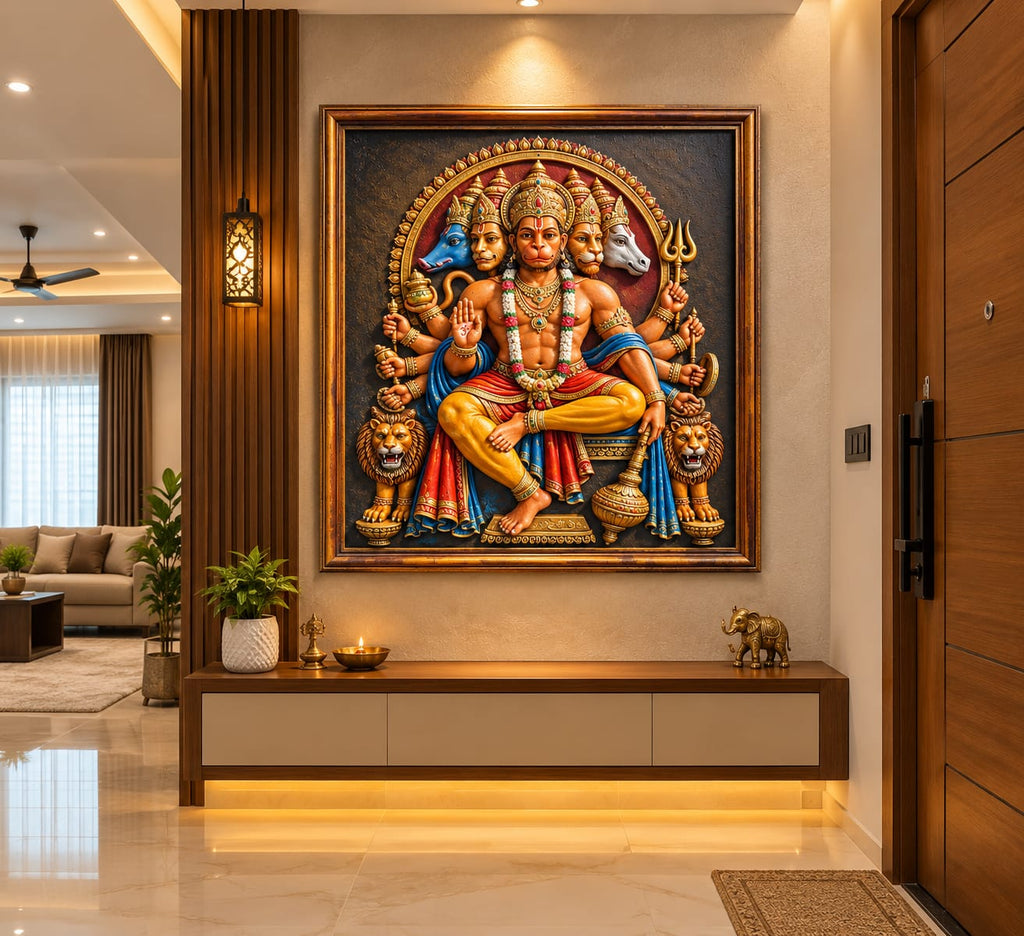 Panchmukhi Hanuman Ji 3D Relief Wall Art