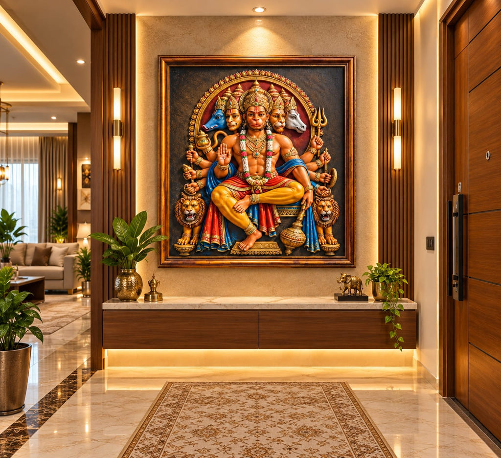 Panchmukhi Hanuman Ji 3D Relief Wall Art