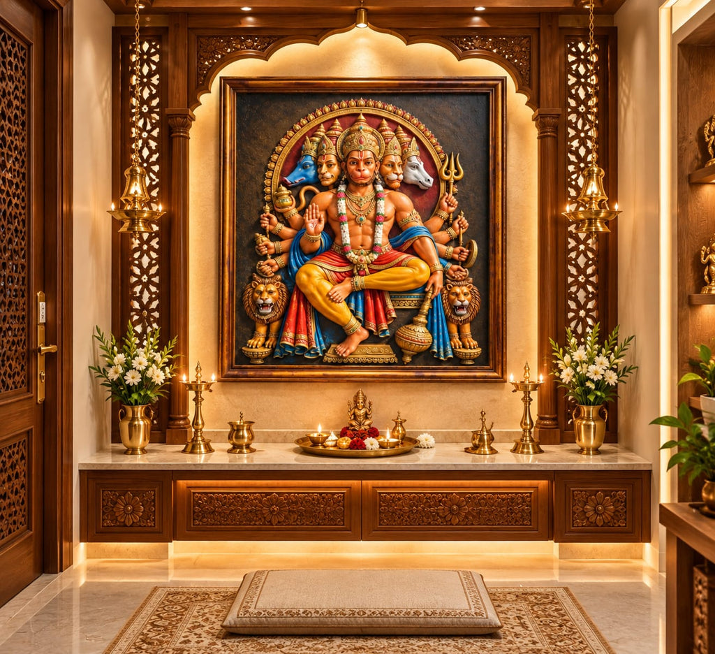 Panchmukhi Hanuman Ji 3D Relief Wall Art