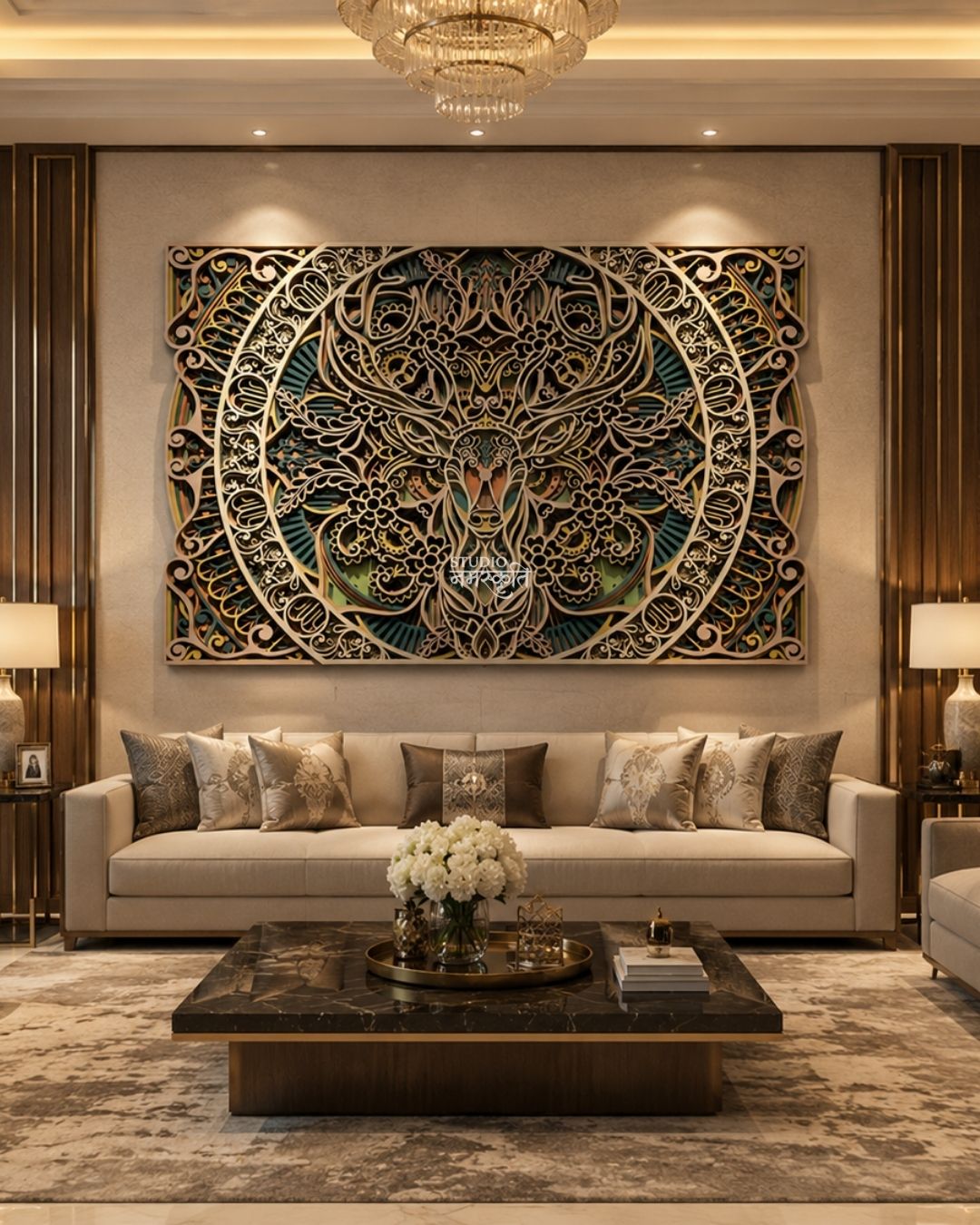 Royal Stag Mandala Wall Art