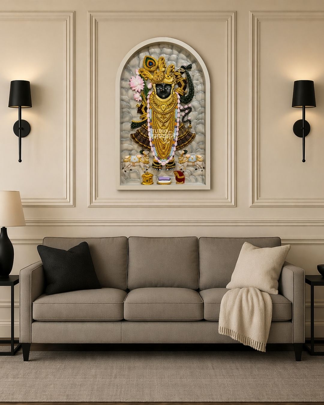 Shrinathji Arch Niche Mural with Cows