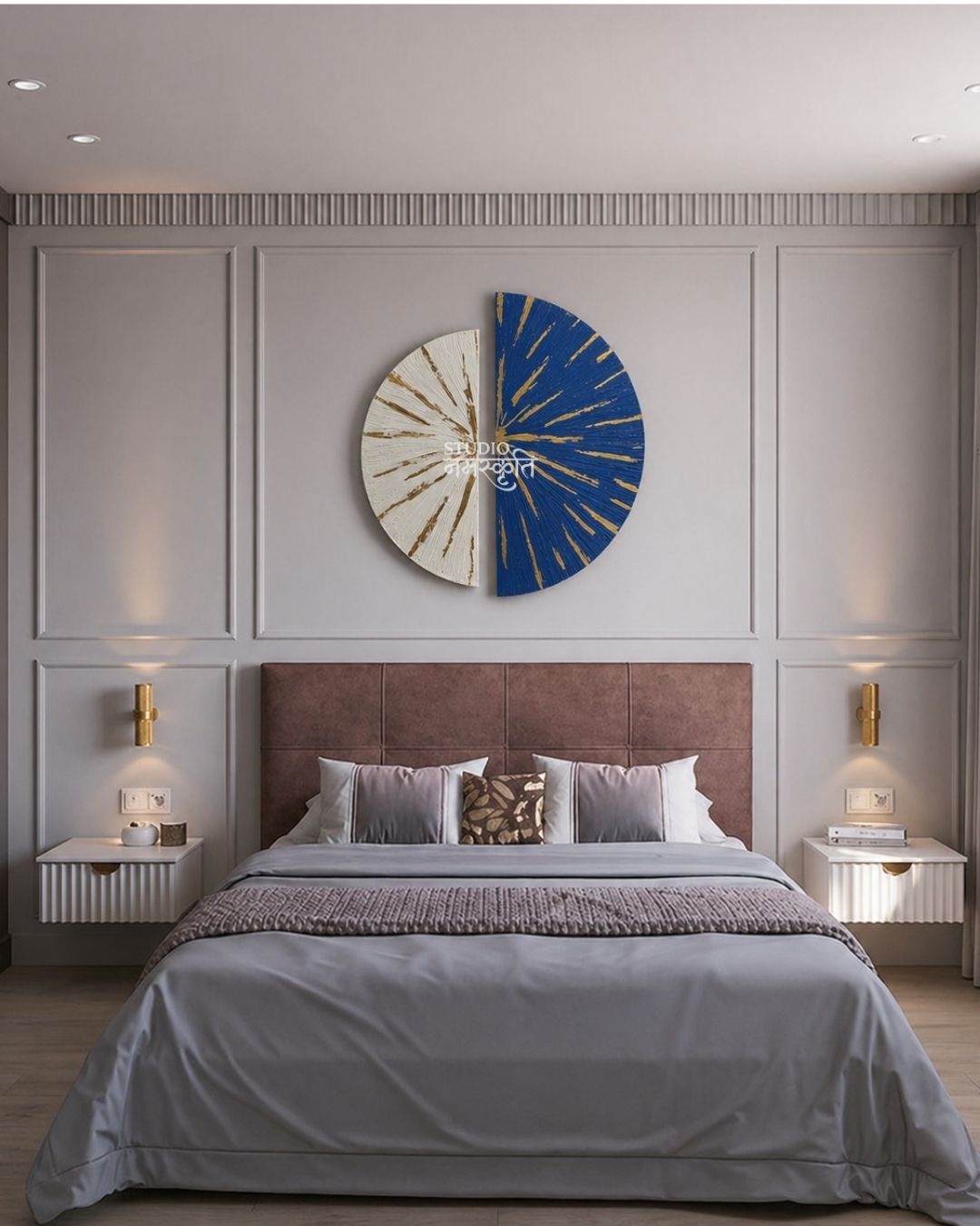 Sunburst Duo Wall Art - Blue & Ivory
