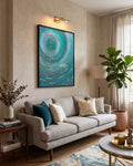 Teal Ripple Textured Painting